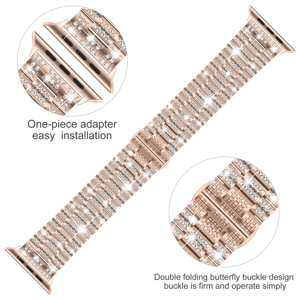 Diamond Strap for Apple Watch Ultra 2 49mm Bling Metal Wristband iWatch Series 9 8 7 6 SE 5 3 38mm 40mm 42mm 44mm 41mm 45mm Belt