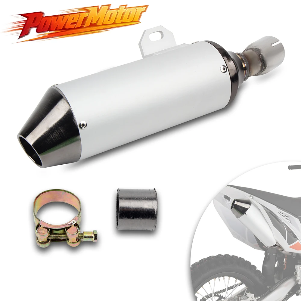 Universeller Motorrad-Auspuff mit Klemme für 70cc 110cc 150cc Aluminiumlegierung Modifiziertes Auspuffrohr Straßen-Dirtbike ATV