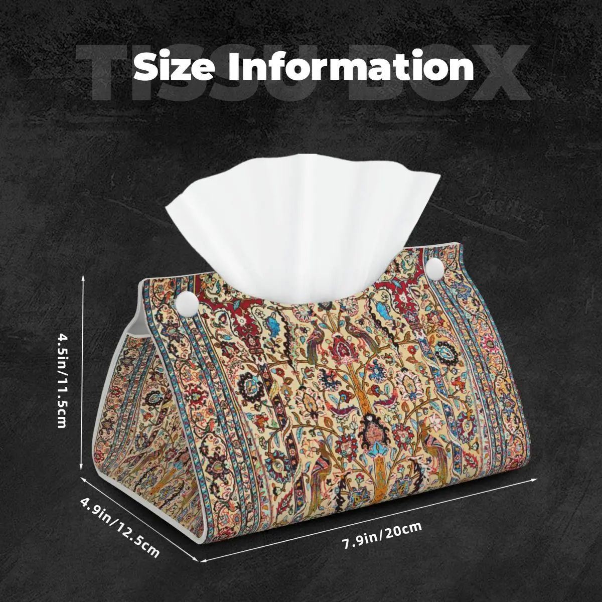 Custom Persian Tissue Box Cover for Bathroom Home Bohemian Turkish Ethnic Kilim Rectangular PU Leather Facial Tissue Box Holder