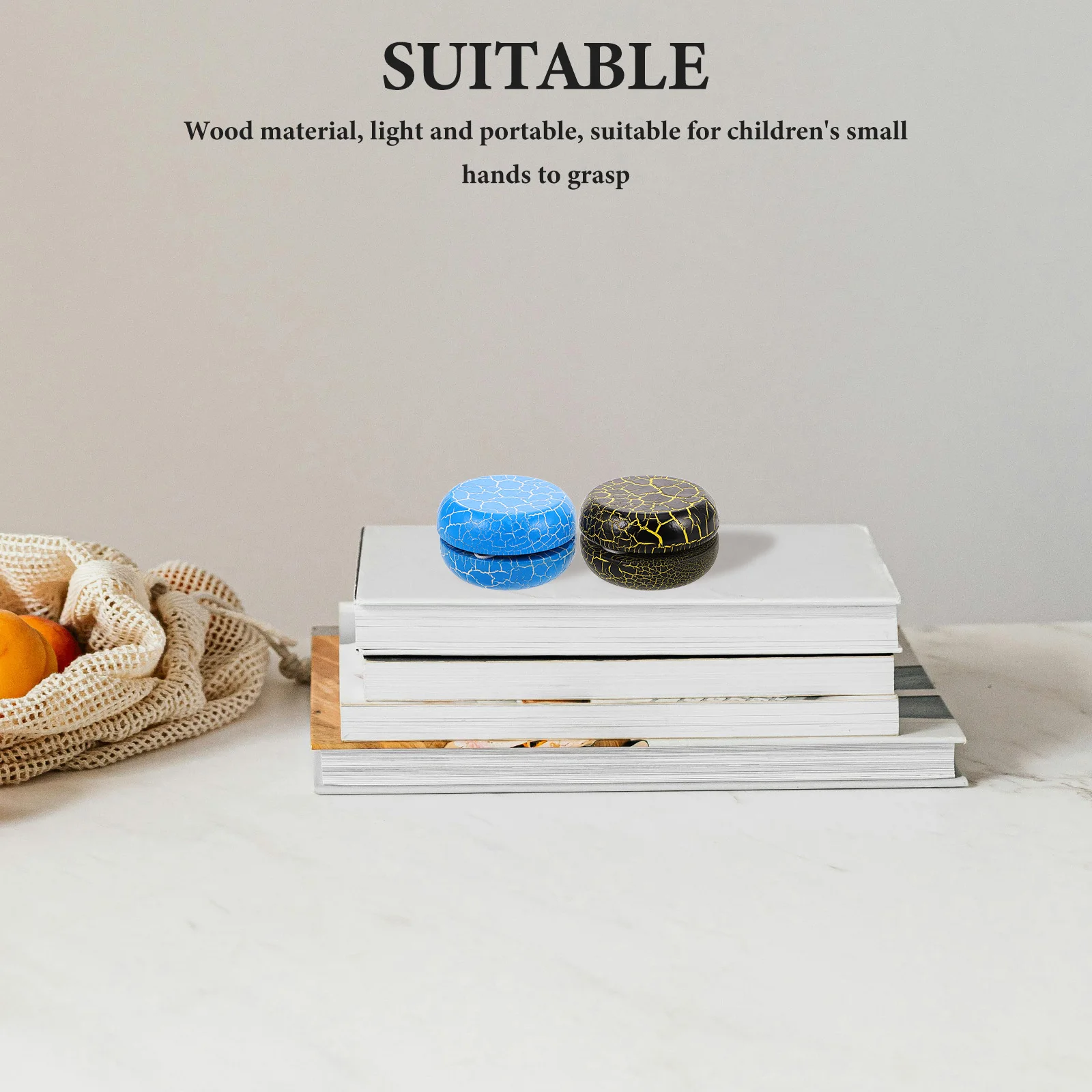 

2Pcs Colorful Crack Wooden -Yo for Kids Beginner Responsive Yoyo Balls Enhancing Creativity Hand-Eye Coordination