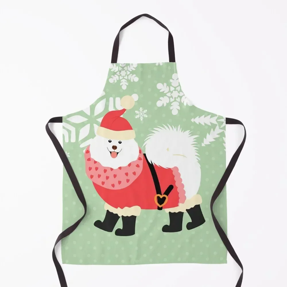

Samoyed Christmas Santa Claus Apron Waiter Uniforms Home And Kitchen For Girl Apron