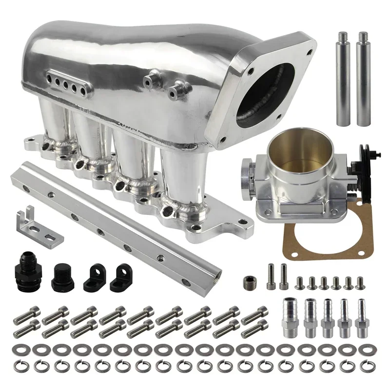 Racing Throttle Body Fuel Rail Intake Manifold Kit For EVO 4-9 4G63 96-07 Aluminum