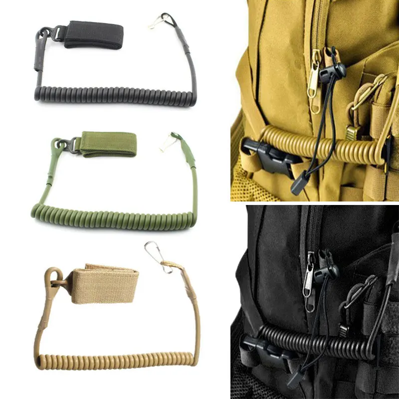 Hunter Elastic Spring Rope Belt Molle Tactical Bag Backpack Anti-lost Sling Lanyard Strap Outdoor Airsoft Walkie Talkie Gear