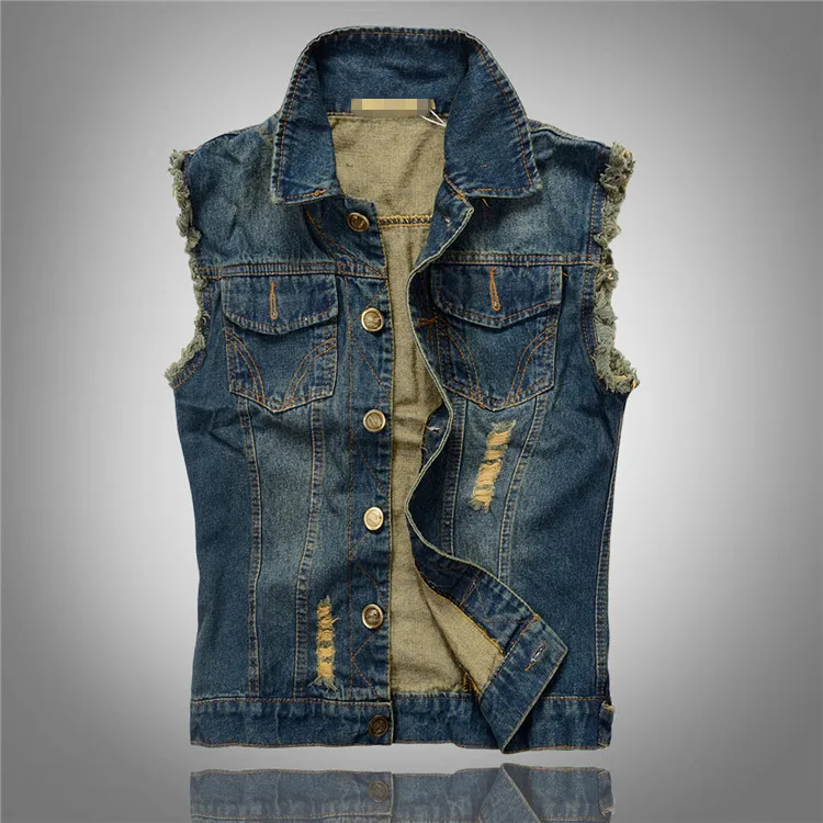 DIMUSI Summer Mens Ripped Denim Vest Male Tank Top Washed Jeans Waistcoat Man Retro Cowboy Hip Hop Sleeveless Jacket 6XL,YA564 38 Sb0d58e54f4f048bdab57f8f3b7b386bdY