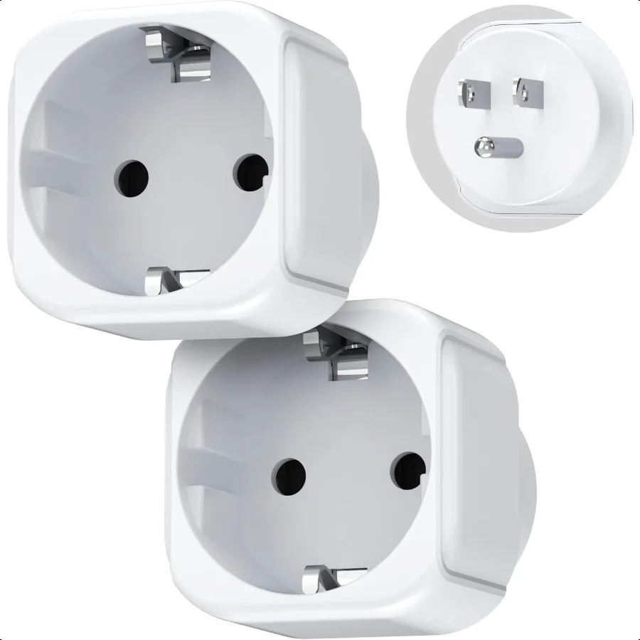

Адаптер Fosmon European to US Plug 2 Pack Europe EU to USA Travel Plug Adapter Type C E F EU to American Портативное зарядное устройство Outle