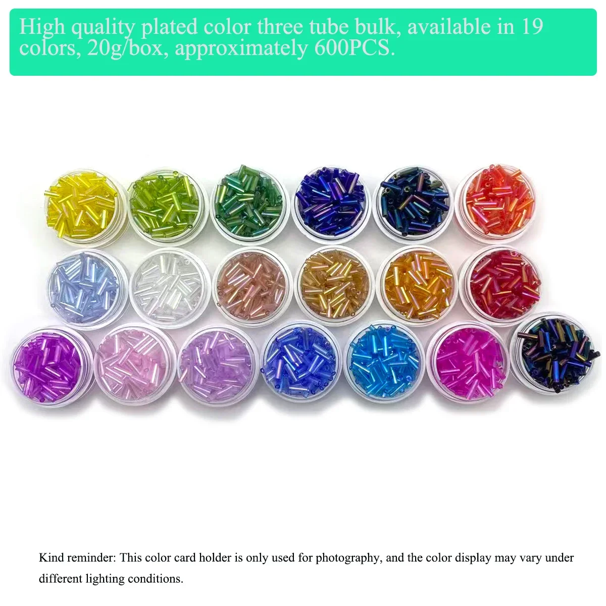 カラーコーティングされたトリプルチューブ2 * 7mmガラス管型分散ビーズ手作りDIYブレスレットネックレス作成材料