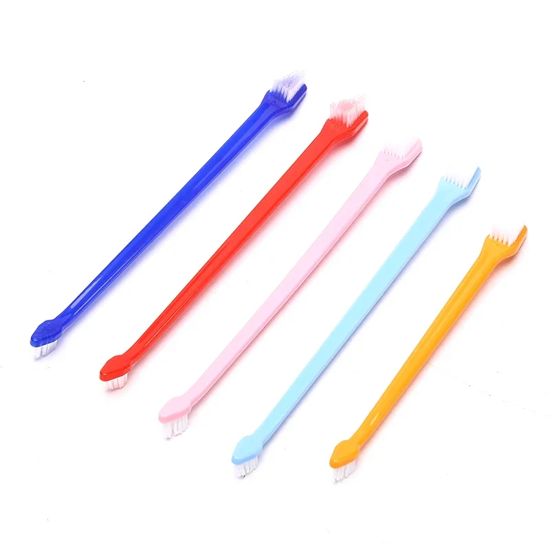 4Pcs Pet Cat Dog Tooth Finger Double Ended Brush Care for Pet Toothbrush 17CM Plastic Cat Toothbrushes Pet Toothbrushes