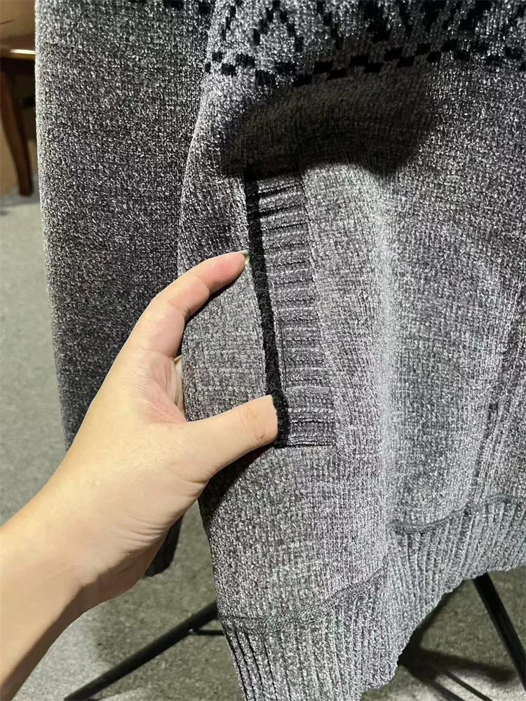 

Вязаный кардиган на подкладке Fce, мужской свитер Faion Urban Sle Long Sve на молнии, стандартный крой, теплый ромбовидный узор