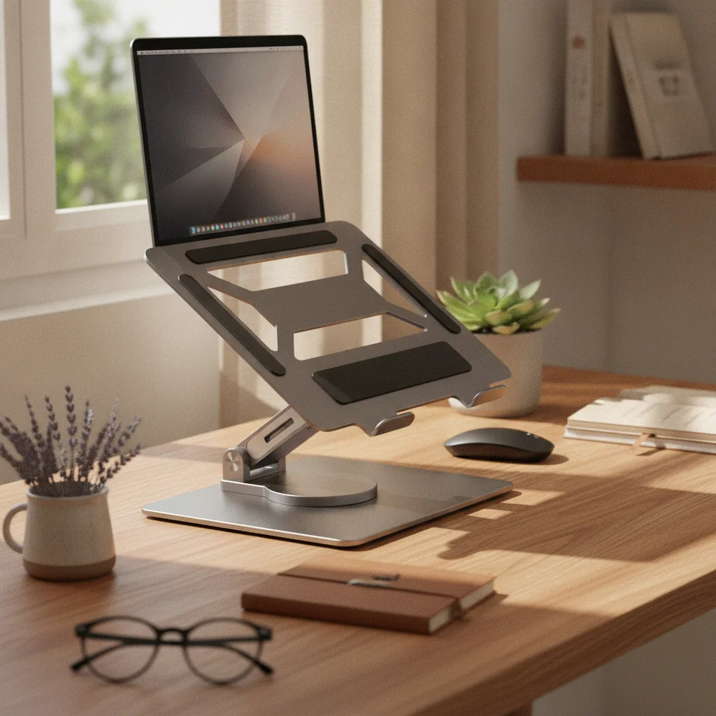 support-d'ordinateur-portable-pliable-et-reglable-avec-base-rotative-station-d'accueil-pivotante-plug-and-play