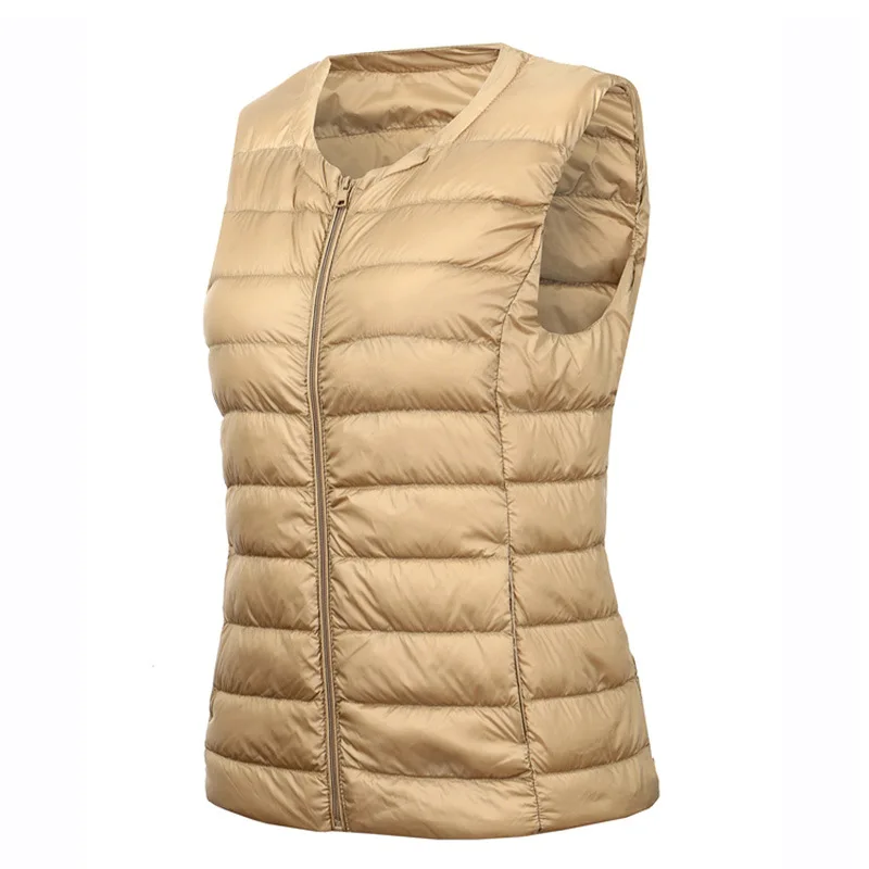 Lightweight Winter White Duck Down Vest Women Crew Neck Sleeveless Puffer Jacket Warm Inner Down Coat VT-397 Chaqueta De Mujer