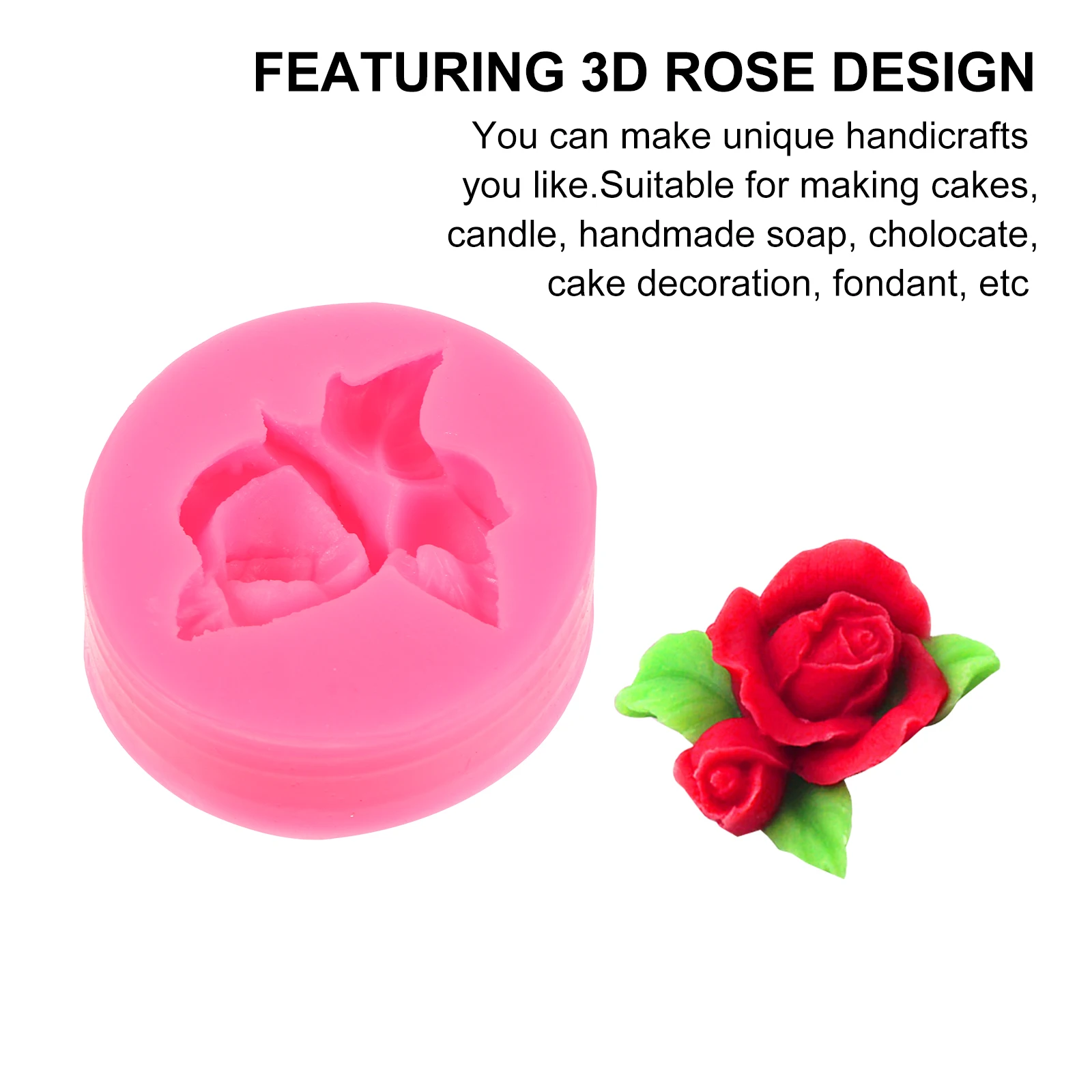 

1pc Silicone 3D Rose Design Craft Tool for Soap Making Cake Chocolate Decorations 3D Flower Craft Mold Candy Mold Cake