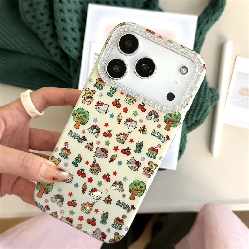 Kawaii HelloKitty جراب هاتف آيفون 17 الهواء 16 برو 16e 15 14 13 12 برو ماكس 11 للصدمات غطاء هاتف سيليكون من البولي يوريثان Fundas #1
