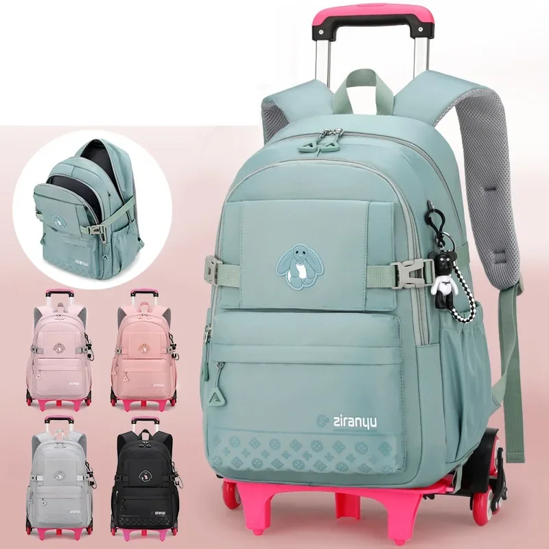 Kids School Bag with Wheels Schoolbag for Girls Trolley Backpack Mochila Infantil Menina Rolling Mochilas Escolares Con Ruedas