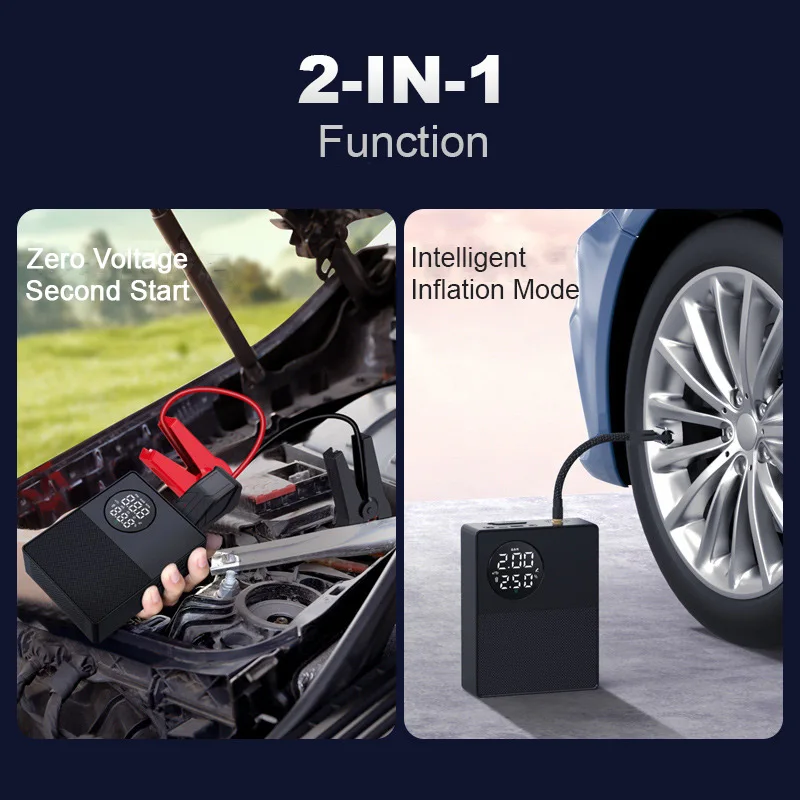 

8800mAh Car Jump Starter 4 In 1 Pump Air Compressor 1000A Starting Device Power Bank 12V Digital Tire Inflator 150PSI