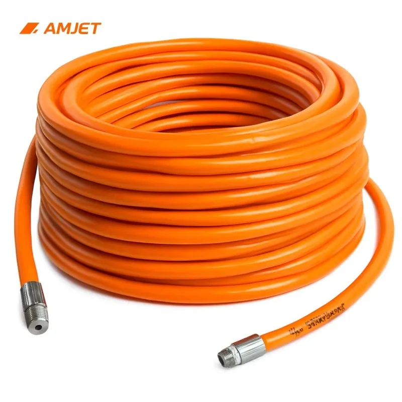 AMJET 250FT Pipe Drain Cleaning 1/4 Size Industrial Sewer Jetting Hose Washer Drain Hose Jetter Drain Cleaning Hose Reel