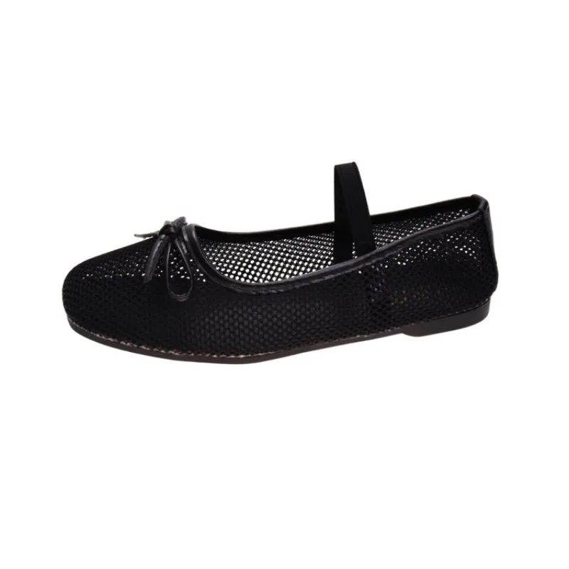 Retro Knot Hollow Out Mary Jane Shoes Soft Bottom Breathable Mesh Single Shoes Korean Style Flat Heel Round Toe view 6