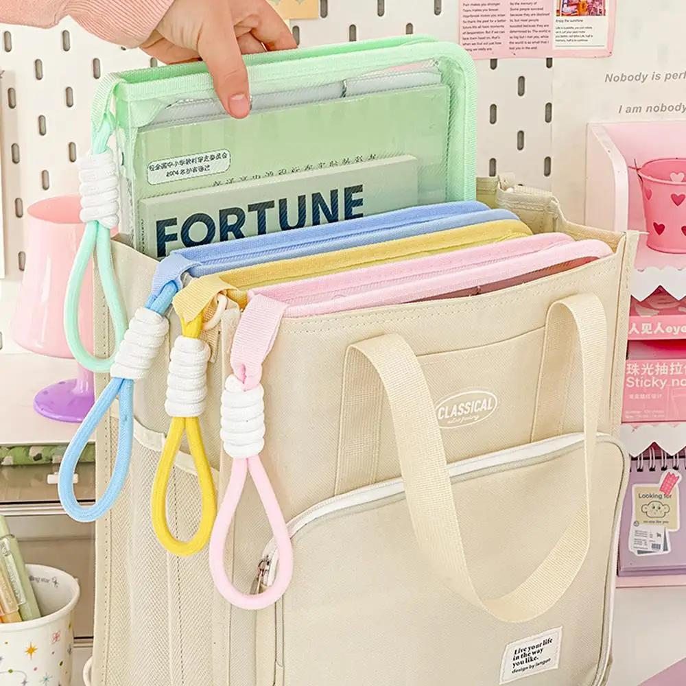 NEW A4 Stationery Storage Bag Large Capacity File Test Paper Storage Bag Transparent Waterproof Mesh Organizer Folders Handbag