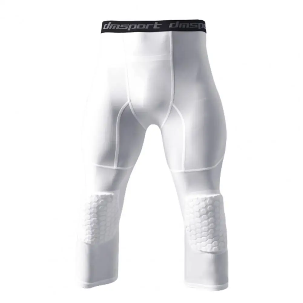 Durable Workout Leggings  with Knee Pads Breathable Compression Pants  Youth Boys Basketball Compression Pants