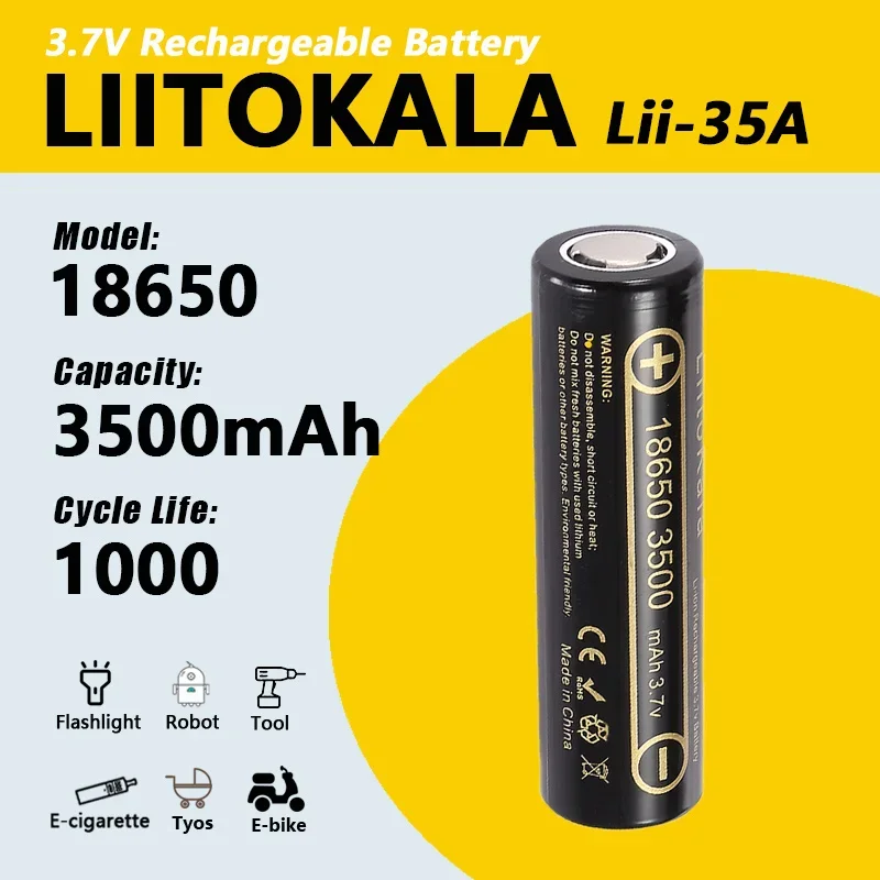 1-40pcs LiitoKala Lii-35A 18650 3500mAh 3.7V Li-Ion Rechargeable Battery 10A Lithium Battery High Drain For Flashinglight Vaping