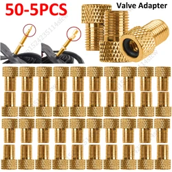 50-5PCS F/V To A/V Valve Adapter Bike Value Converter Copper Presta to Schrader Adaptors Tire Valve Adapter Bicycle Accessories