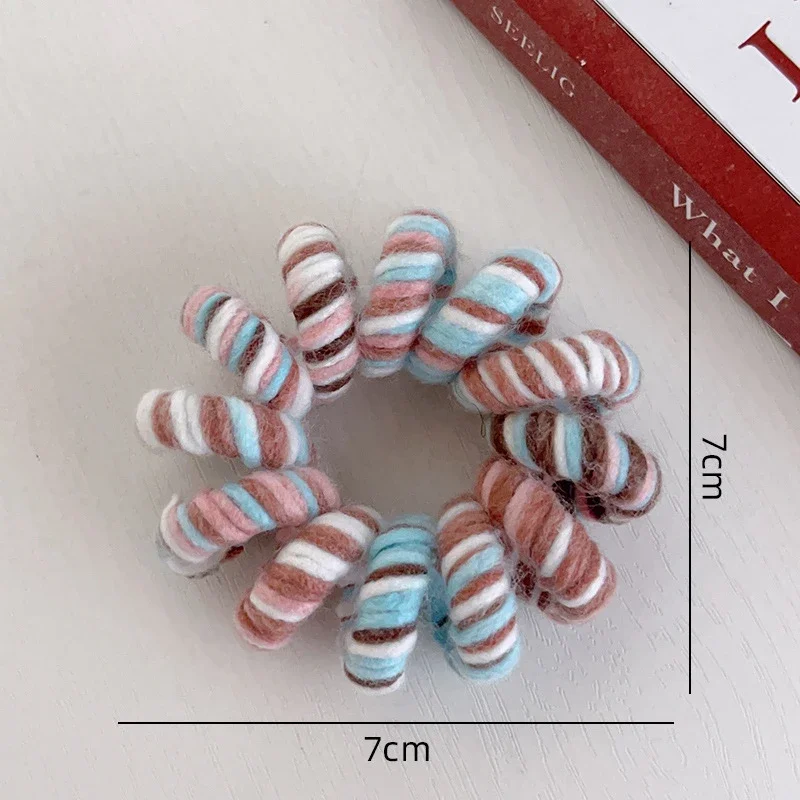 Colorful Woolen Telephone Cord Hair Ties for Girls Y2K Dopamine High Elastic Hair Bands Head Rope Headwear Haargummis Damen