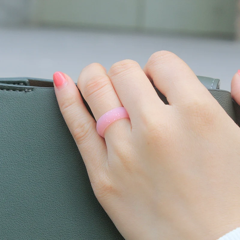 Anillo de boda de silicona para mujer, sortija Popular de 5,7 Mm, color rosa, para deportes al aire libre