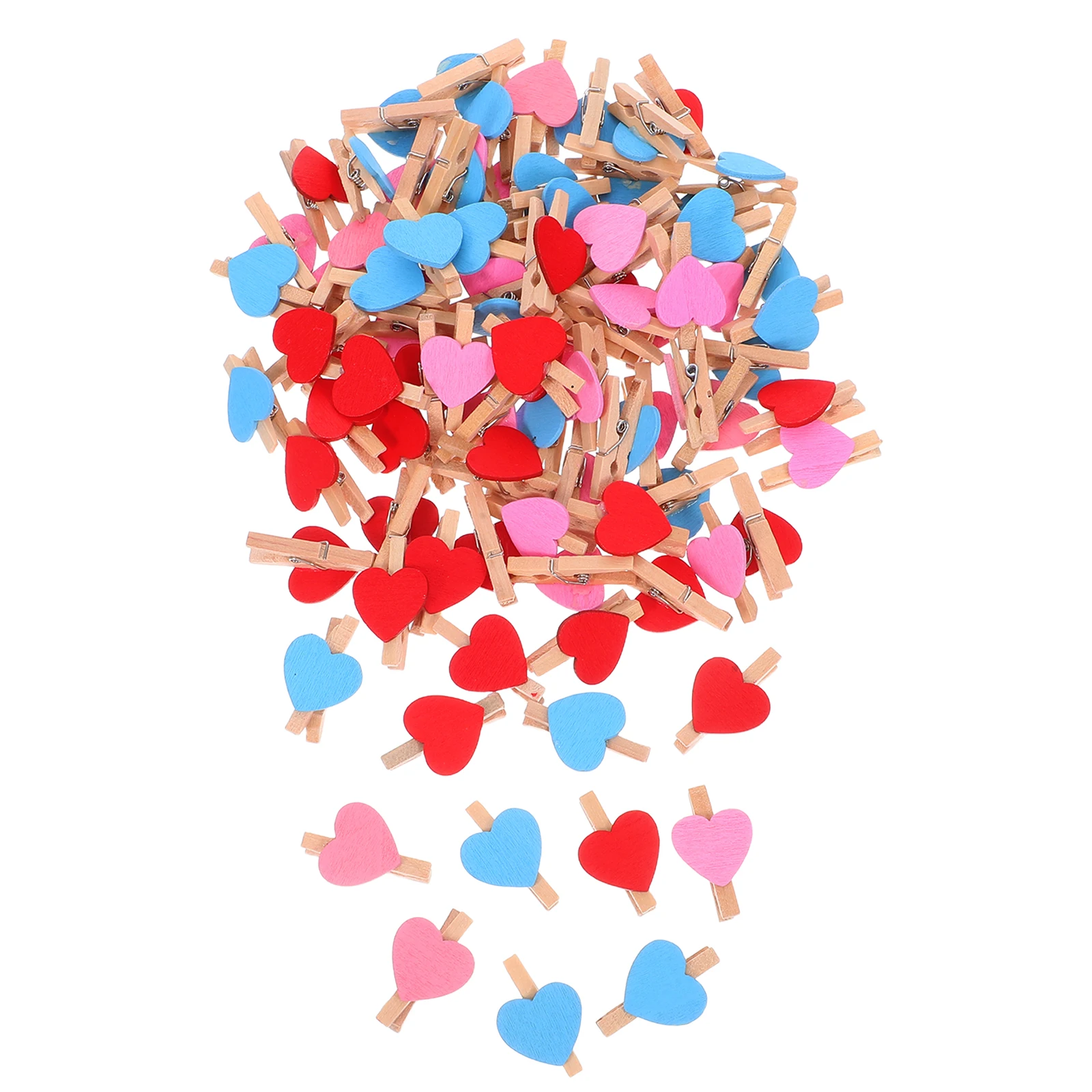 

90Pcs Heart Shaped Wooden Clips Natural Texture Mini Clamps for Photos Artwork Holiday Ornaments Snack Bags Sealing Home Party