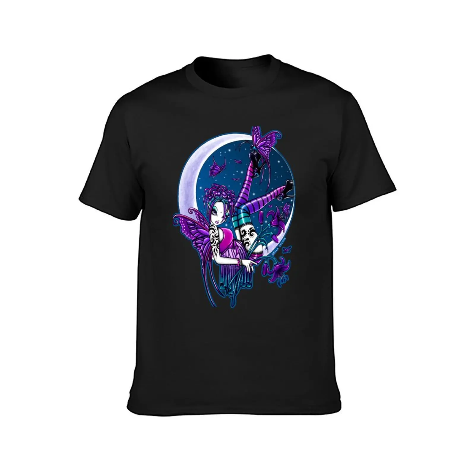 Paige Crescent Moon Stary Night Butterfly Celestial Fairy T-Shirt cute tops plus size tops mens graphic t-shirts hip hop