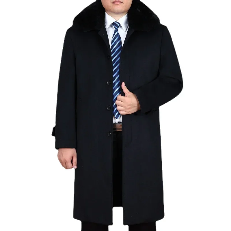 New Arrival Fahsion Men's Knee Length, Extra Long Woolen Coat, Thickened Windbreaker Size M L XL 2XL 3XL 4XL