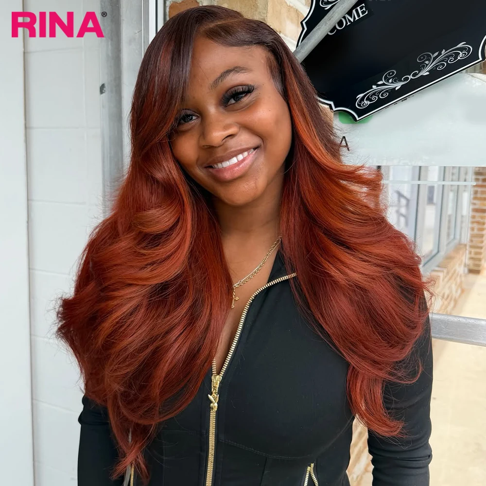 Ombre Orange Color 13X6 13x4 Transparent Lace Front Wig Colored Body Wave Human Hair 5X5 Lace Drawstring Glueless Wigs for Women