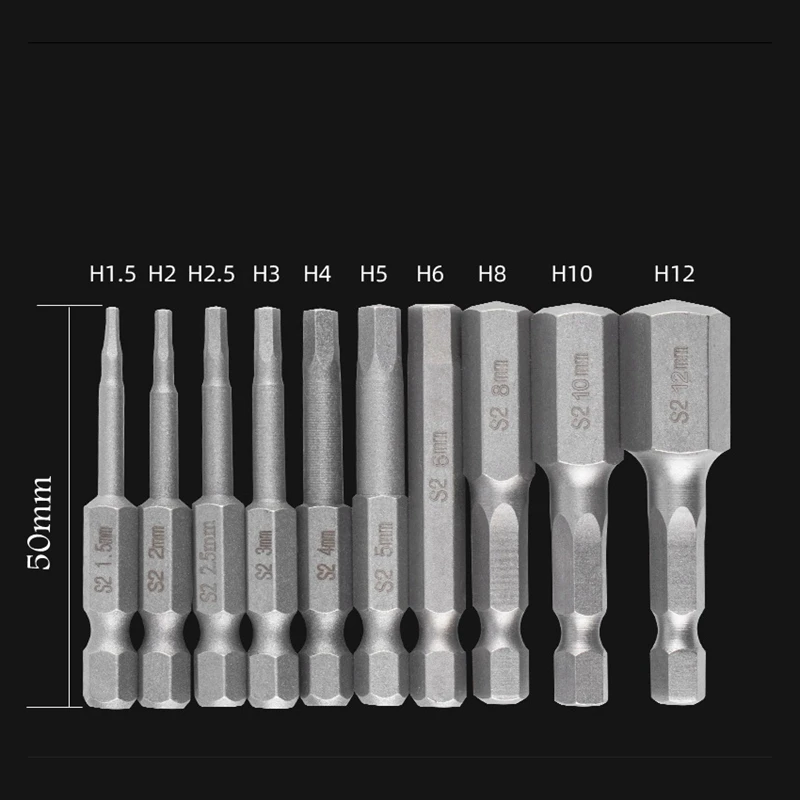 50มม.-100มม.1/4นิ้ว Hex Shank Magnetic Hex ไขควง Bits ไฟฟ้า Driver Bits เครื่องมือไขควงเจาะบิตชุด S2