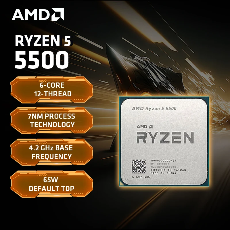 

AMD Ryzen 5 5500 R5 5500 3,6 ГГц 6-ядерный 12-поточный процессор 7NM L316M AMD AM4 Gaming