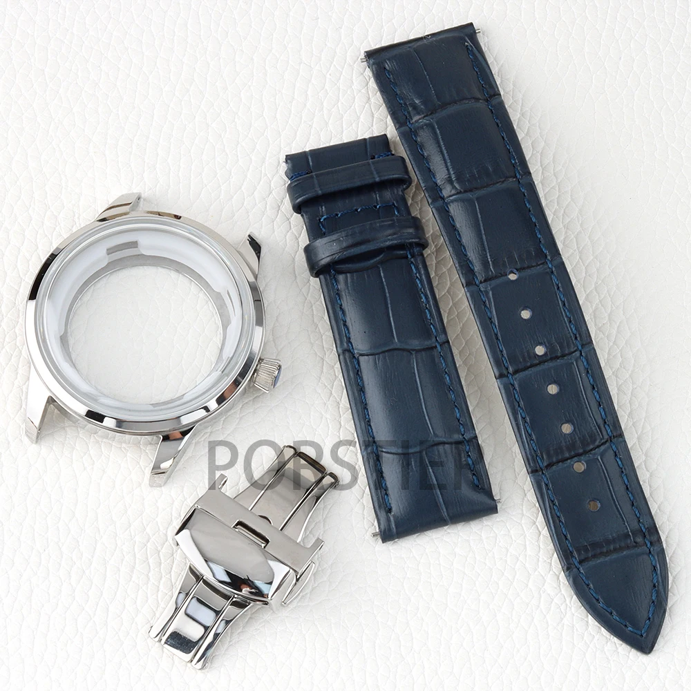 Arched Glass 40mm NH35 Watch Case 316L Stainless Steel for Cocktail Time Presage NH35 NH36 NH38 Movement 35mm Dial Leather Strap