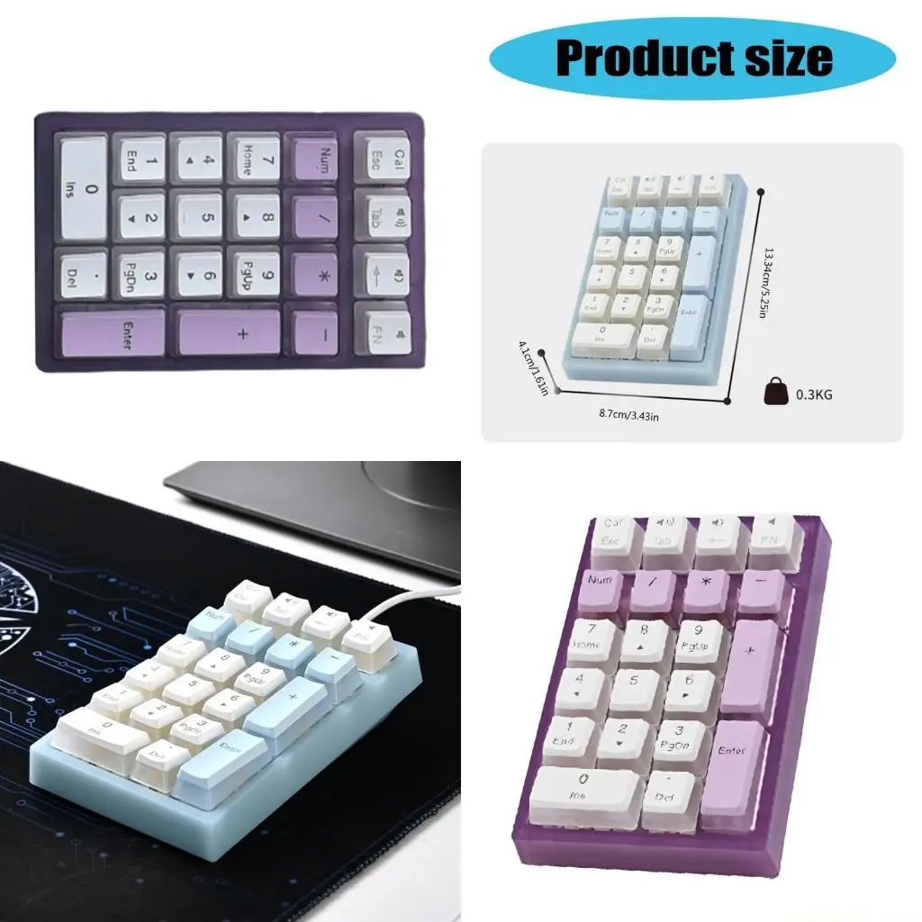 

Mechanical Number Pad 21 Hot Swappable Numpad Corded USB C Numeric Keypad LED Backlit Keypad for Laptop PC Desktop