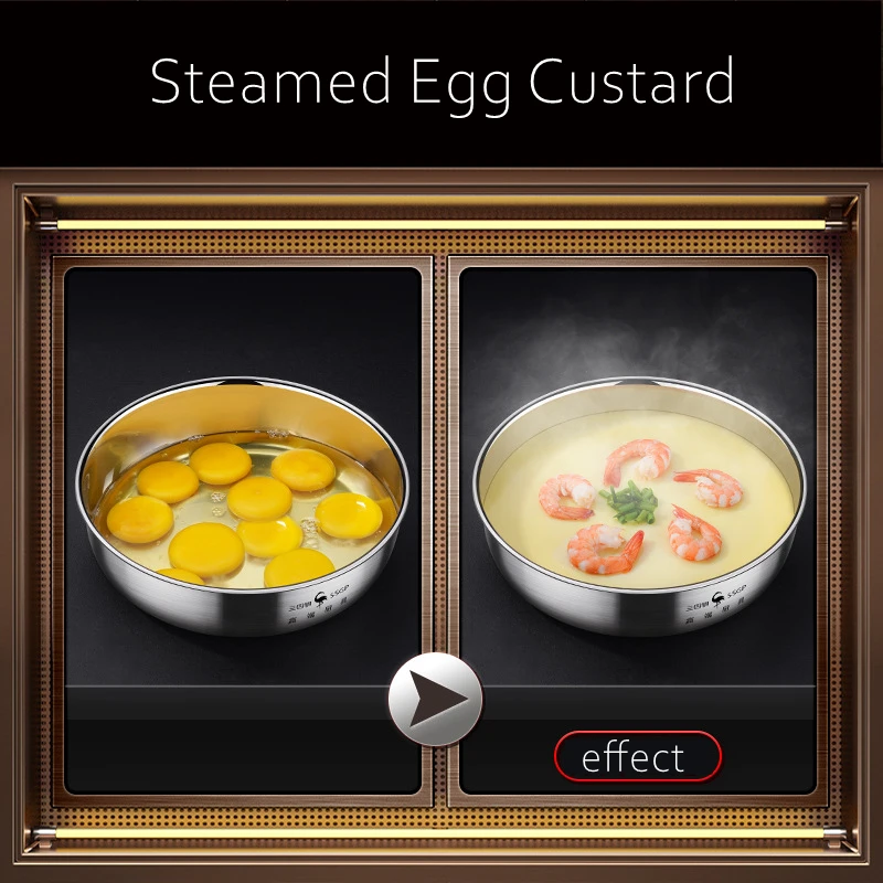LFGB Certificate 304 Stainless Steel Steamed Egg Custard Steamer With Breathable Cover 21cm Diameter Plate Salad Bowl Home Basin