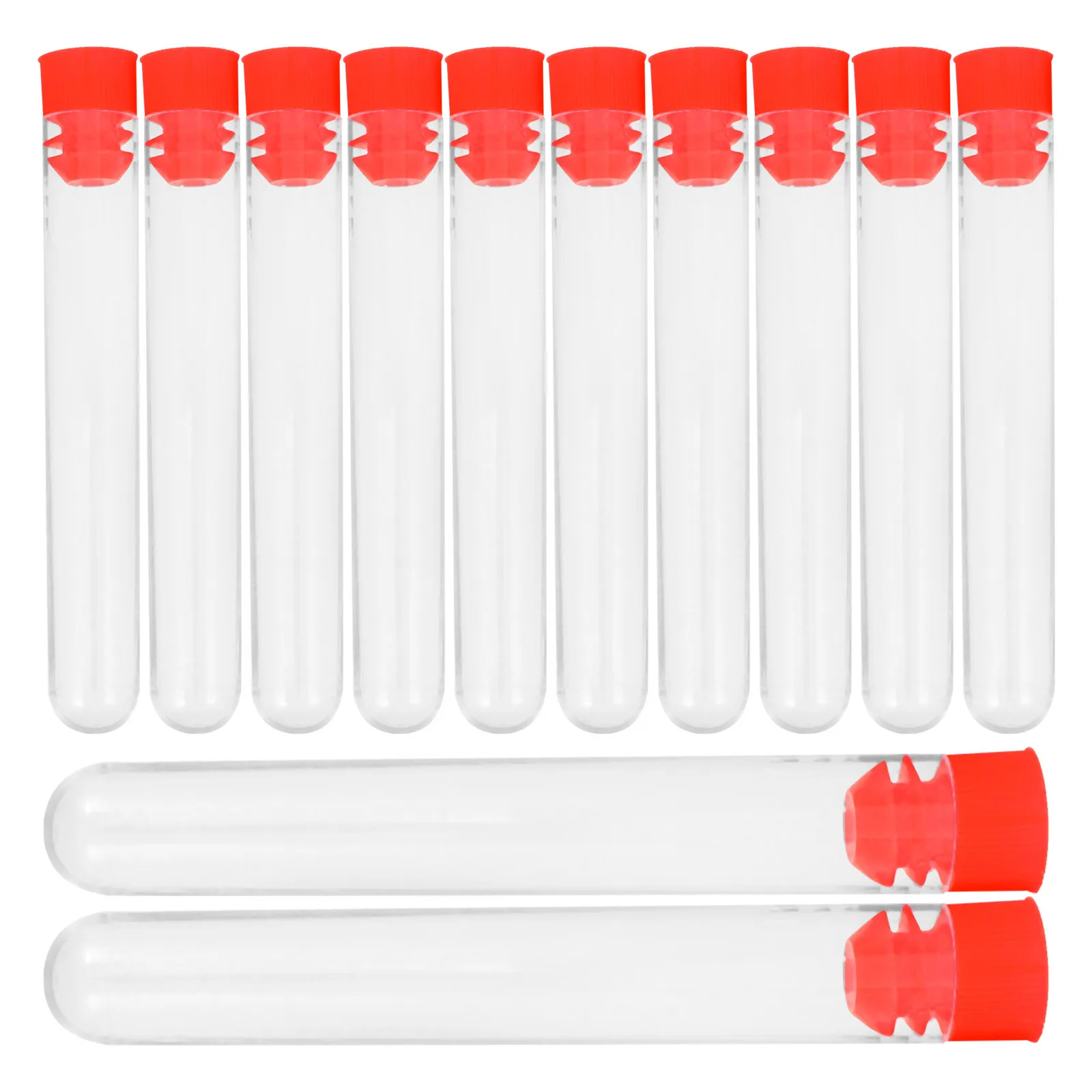 12 pcs 16X150Mm Test Tube Clear Plastic Tube For Sample Lotion Storage Small Bottles With Screw Caps Portable Travel