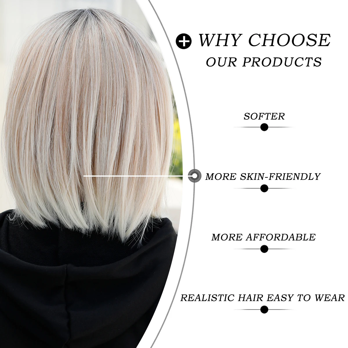 7JHH WIGS Ombre Blonde Bob Wig for Women Daily Cosplay Short Synthetic Middle Part Wigs Platinum Lolita Wig Heat Resistant