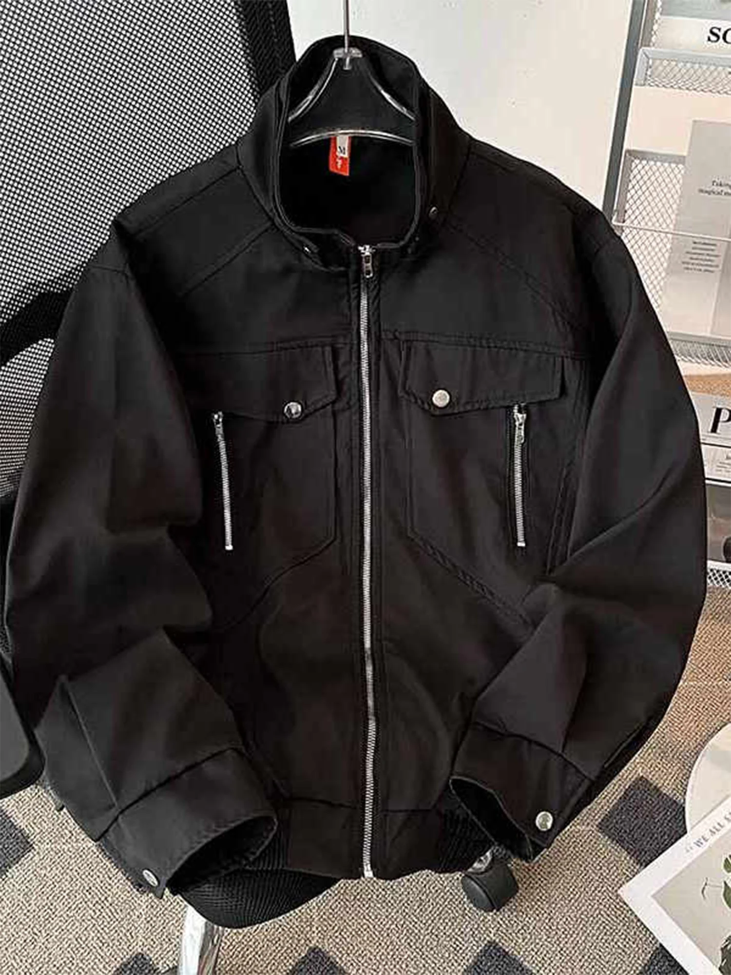 Women's Black Gothic Bomber Jacket Vintage Korean Oversize Autumn Coats Loose Harajuku Streetwear 2000s Emo Outerwear Tops 2025