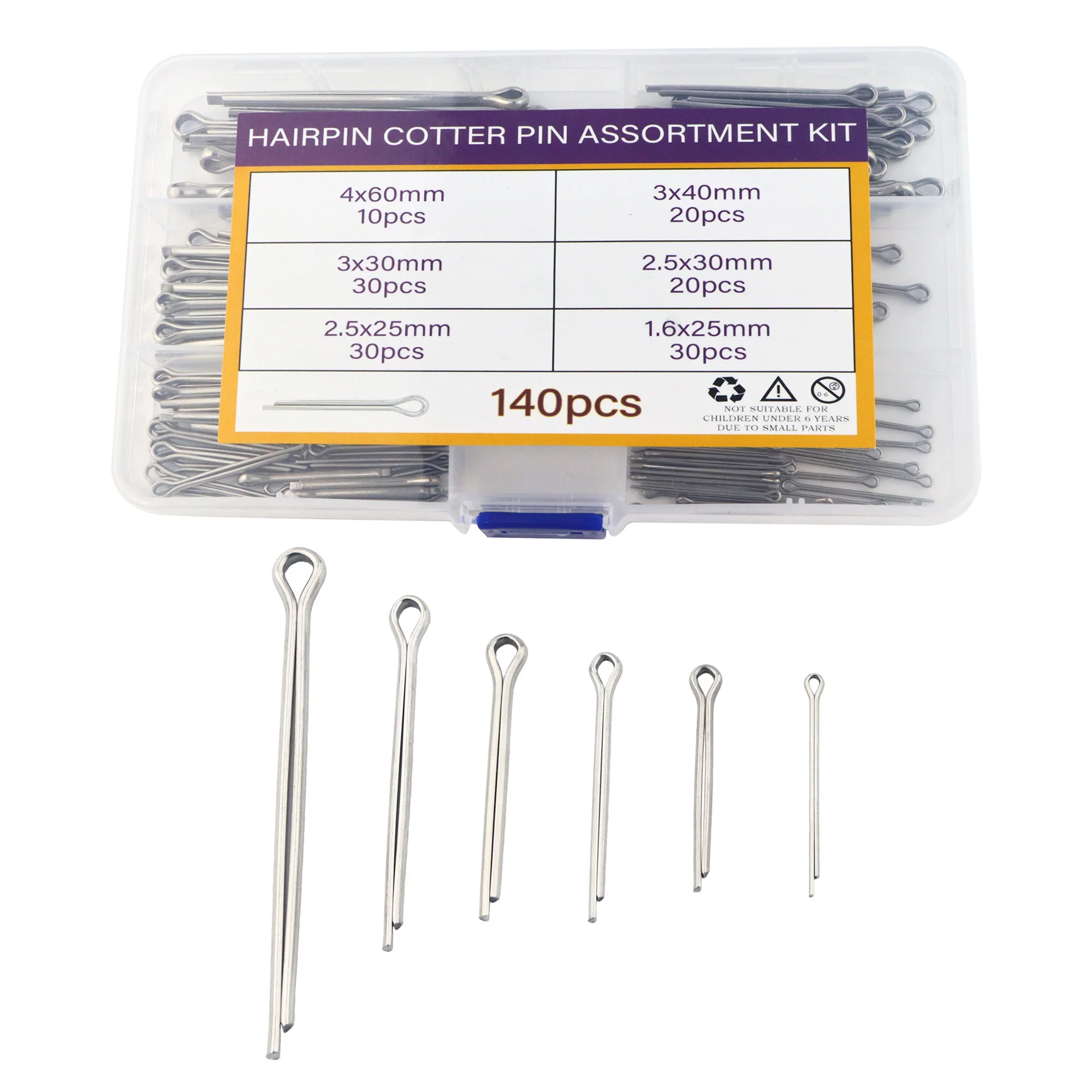 Cotter Pin,110pcs/250pcs/140pcs/280pcs/25pcs,Stainless Steel Cotter Pins Assortment Kit