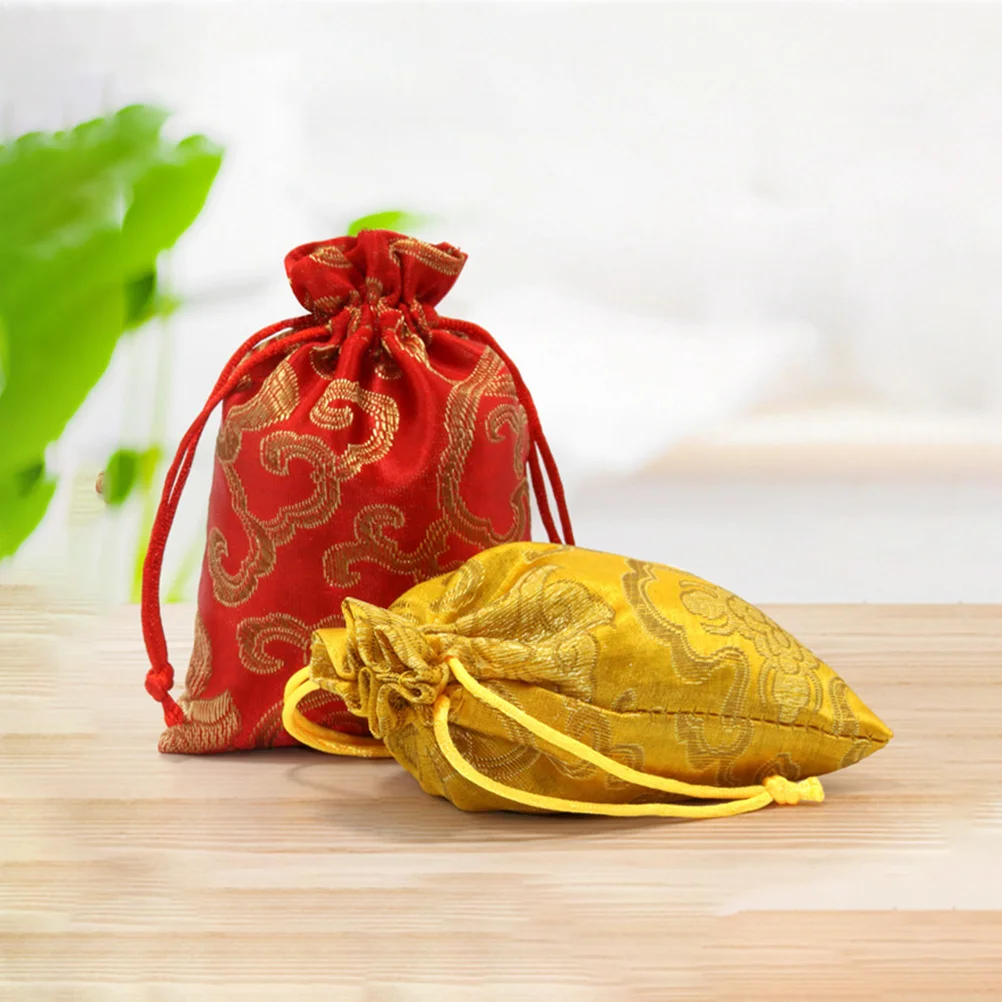 

12Pcs Gift Drawstring Pouches Exquisite Embroidered Fabric Bags for Small Gifts Wedding Party Candy Holders Drawstring Bag