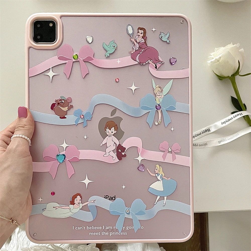 For iPad 7/8/9/10th Generation Acrylic Case For iPad Air 3/4/5/6 Pro 11 Air 2024 Protective Cover Cute Rabbit Dog Cat Boy Girl