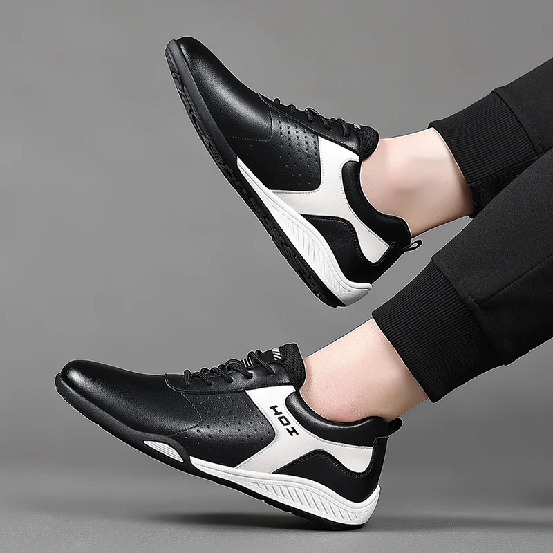 

Новое поступление, повседневные кожаные кроссовки, модная мужская треккинговая обувь, удобная мужская легкая дорожная спортивная обувь Tenis Masculino