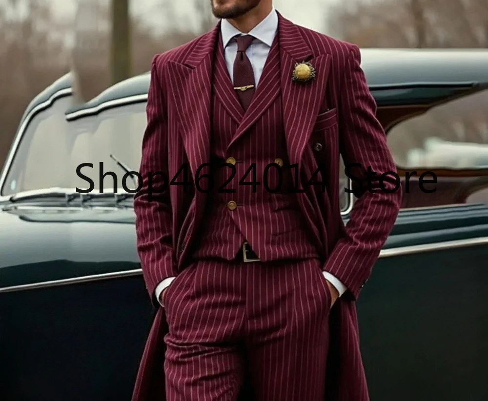 

High Quality Men's Suits Tuxedos Farmal Single Breasted Peak Lapel Customzied 3 Piece Jacket Pants Vest Outfits Blazer