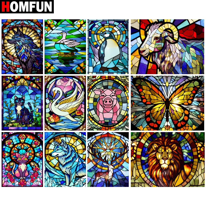 

HOMFUN алмазная живопись "Мультяшный кролик Лев волк" вышивка крестиком на заказ фото Алмазная вышивка квадратная круглая дрель домашний декор