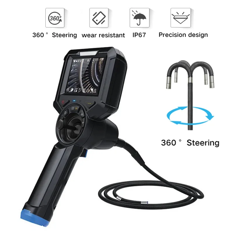 Industrial Pipeline Inspection Endoscope 4way 360° Steering With 3.5inch Display Probe Waterproof And Dustproof For Car Repair