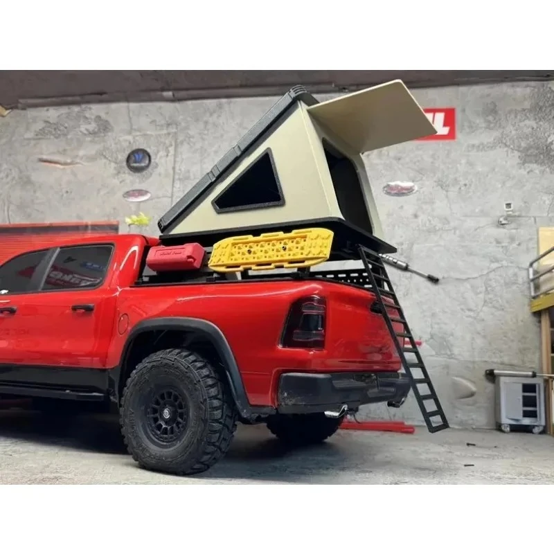 

1/8 Scale KM RAM 1500 RC Crawler Magnetic Hard Shell Truck Bed Tent Cover - 3D Printed Operable Mood Parts for RC Car Upgrades