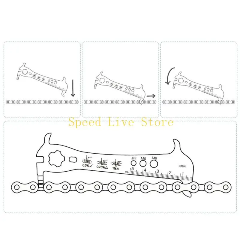 

547C Chain Wear Stretched Chains Gauge Checking Tool Mountain Road Bike Wear Measurement Ruler