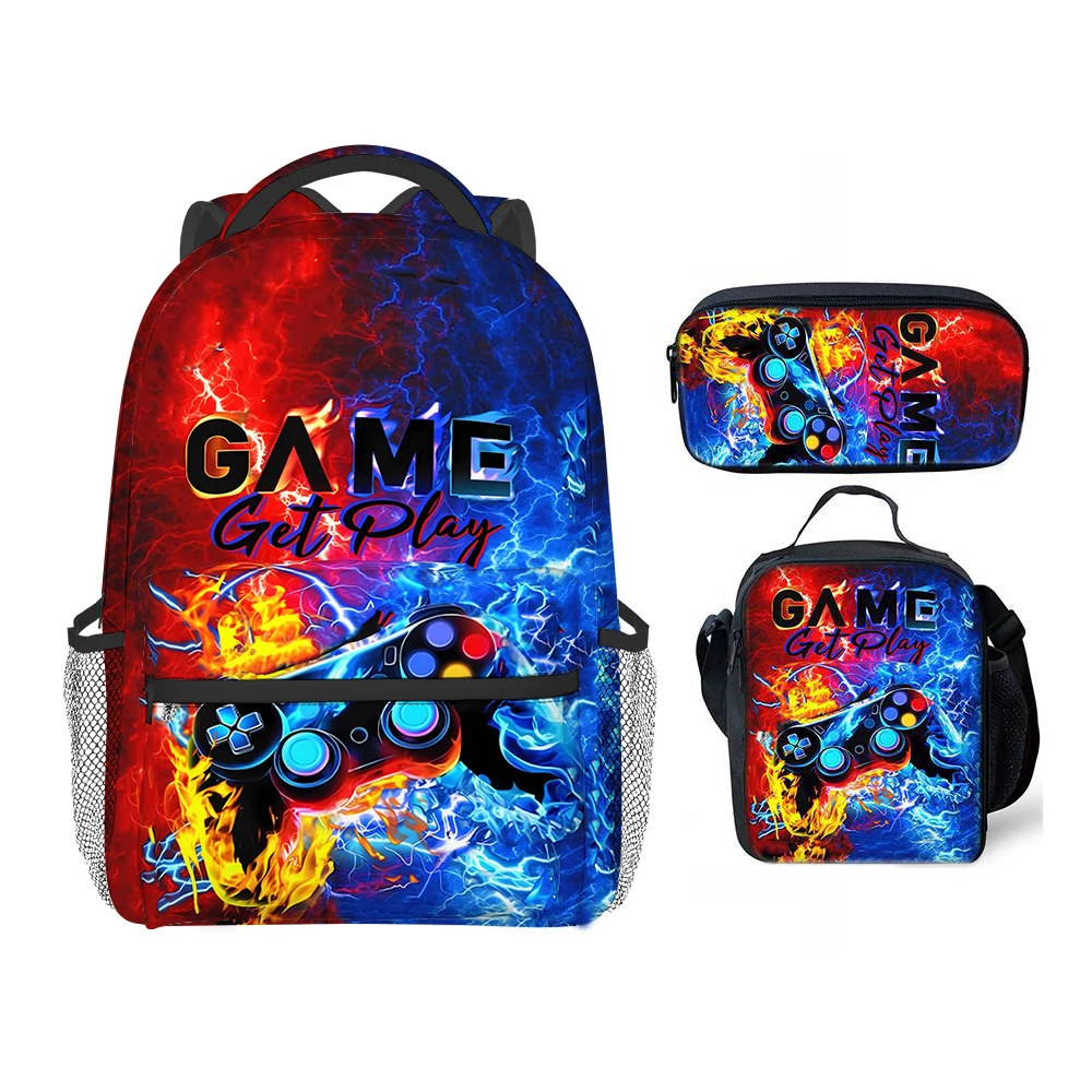 

Trendy Popular Novelty Games console 3D Printed 3pcs/Set student School Bags Travel Notebook Backpack Lunch bag Pencil Case