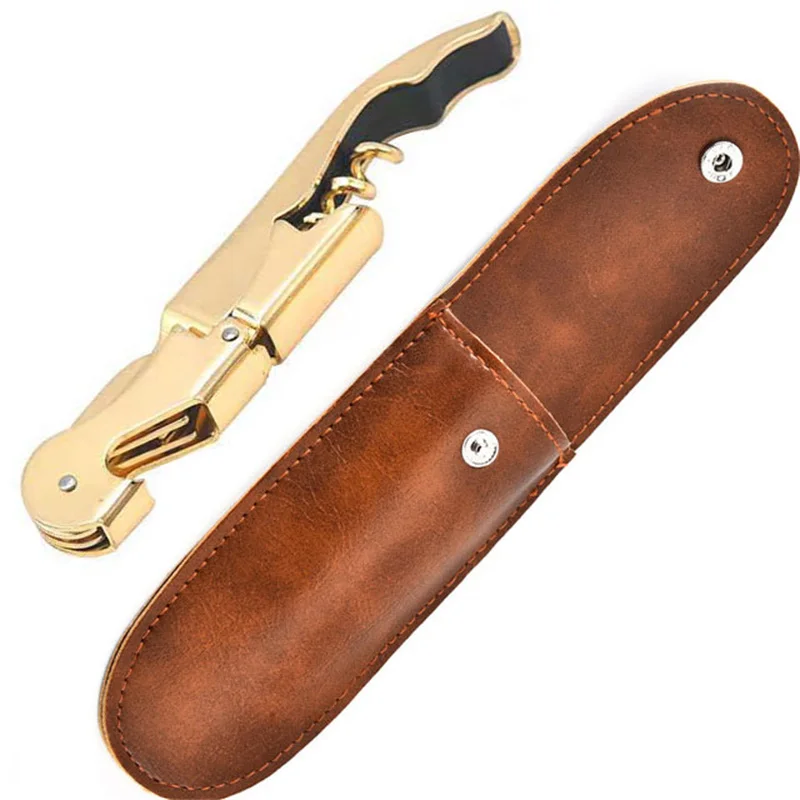 Gold Plated Corkscrew Double Hinge Waiters Wine Key Bottle Opener Party Bottle Opener  for Restaurant Waiters or Bartenders