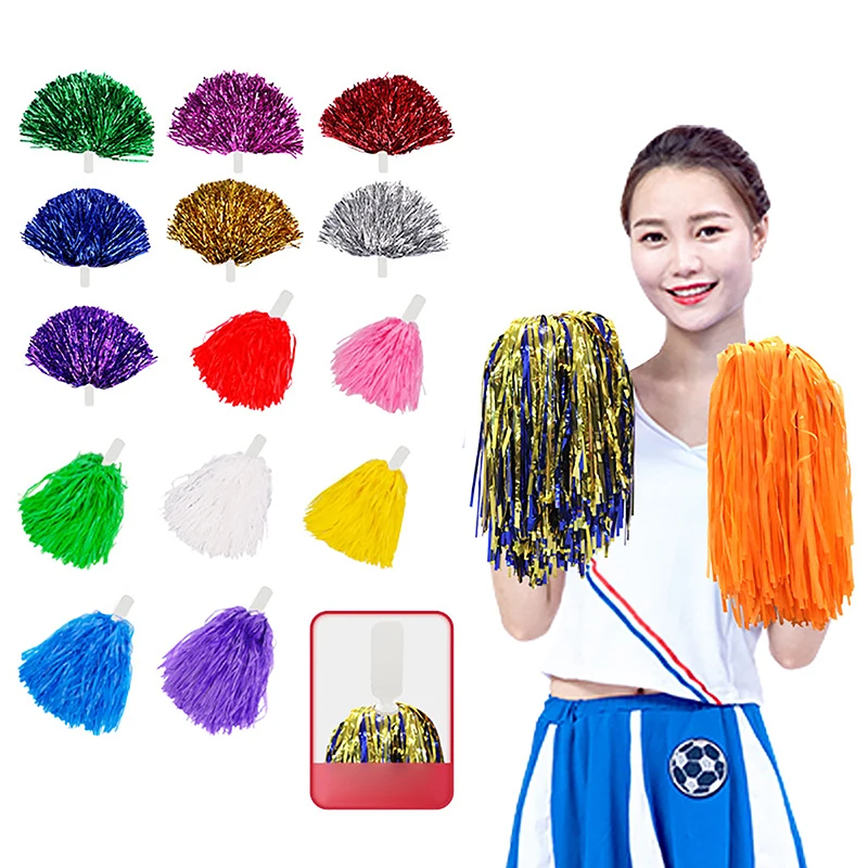 1pc Rainbow Plastic Cheerleader Pompoms Girl Cheer Refueling Props Cheerleading Pom Ppom Handle/Double Hole Game Cheering Ball